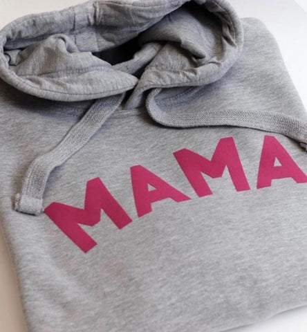 Grey & pink mama hoodie