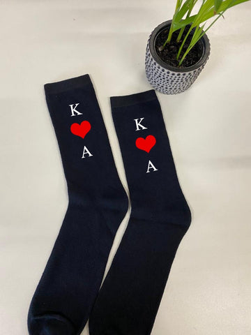 Personalised initial heart socks