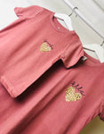 Dusty pink personalised heart T-shirt kids
