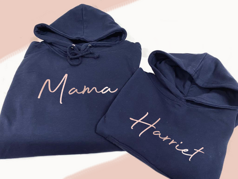 Rose Gold Mama Personalised Matching Hoodie Set